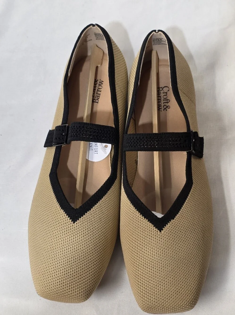 croft & barrow Romina Taupe Comfort Knit Square Toe Mary Jane Flats Size 10